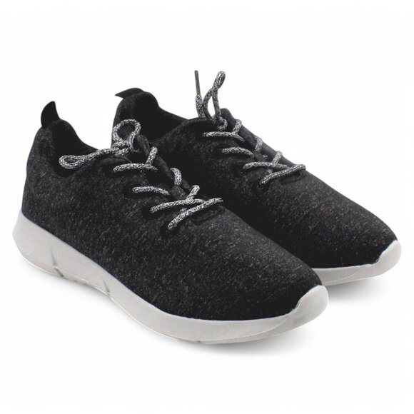 SUGAR Womens Black Heathered Comfort Round Toe Lace-up Athletic Sneakers - Picture 6 of 9